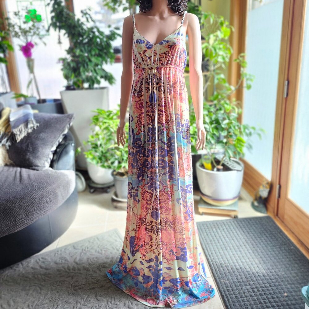 Sam & Max Tie Dye Abstract Colorful Maxi Dress Sz. XL NWOT